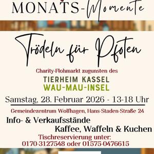 Charity Flohmarkt zugunsten der Wau-Mau-Insel

Jenny Elges vom Concept Store in Wolfhagen hat einen ganz besonderen Veranstaltungskalender entwickelt: Monats-Momente. 

Ob Workshop, Tasting, Musik, Lesung oder andere Herzensprojekte &ndash; die Monats-Momente sollen mit kleinen Veranstaltungs-Highlights Menschen zusammenbringen und kleine, aber wertvolle Augenblicke in den Alltag bringen. Eine tolle Idee, oder?

Im Februar steht das Moments-Highlight ganz im Zeichen des Tierschutzes und Jenny Elges vom Concept Store veranstaltet in Zusammenarbeit mit Carmen Heinzemann vom Hundesalon TOP DOG Lohfelden einen Charity-Flohmarkt zugunsten unsere Tierheimbewohner. Es gibt verschiedene Info- und Verkaufsst&auml;nde, Kaffee, Waffeln & Kuchen.

Also, den Termin unbedingt vormerken und hingehen!

Wann? Samstag, 28. Februar, von 13 &ndash; 18 Uhr

Wo? Gemeindezentrum Wolfhagen, Hans-Staden-Stra&szlig;e 24, 34466 Wolfhagen

DARF GERNE GETEILT WERDEN!